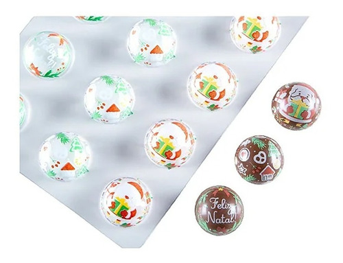 Blister Decorado Transfer P/chocolate Bolas - Papai Noel