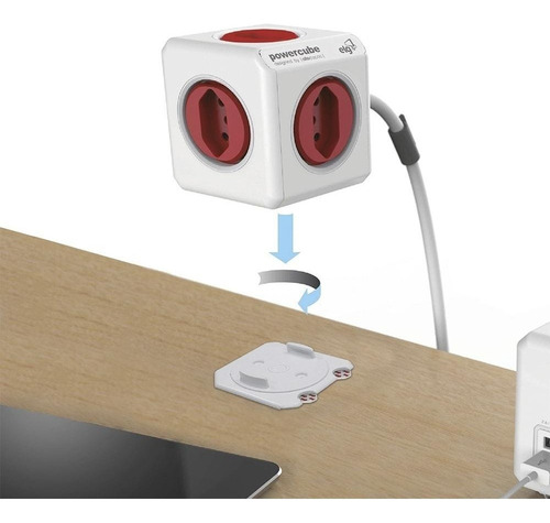 Powercube Elg - Filtro De Linha E Multiplicador De Tomada Com 5 Tomadas 10a E Cabo De 1,5 Metros Com Disjuntor Resetavel E Proteção Para Crianças (child Lock) Vermelho