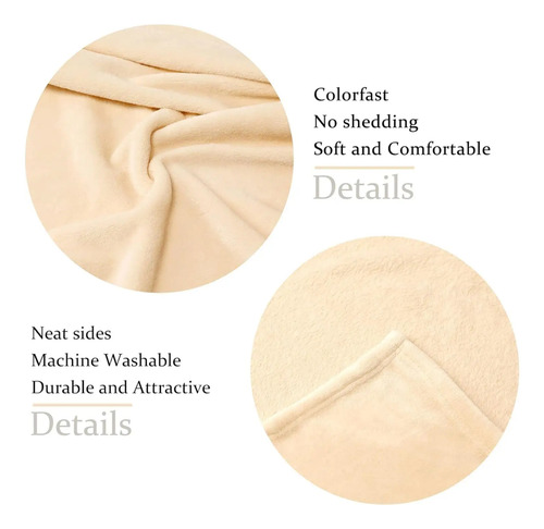 Frazada Manta Plush Flannel 240 X 190cm Térmica Ultra A Soft Marfil Liso