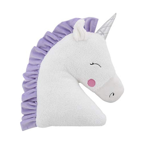 Almohada Decorativa Sherpa, Unicornio Blanco