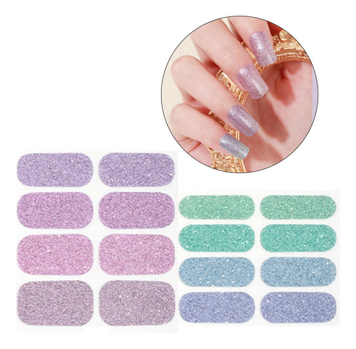 2 X 16 Uds. Parches De Tiras De Esmalte De Uñas De Gel