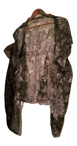 Kimono Gaza Negra Floreado. Talle L