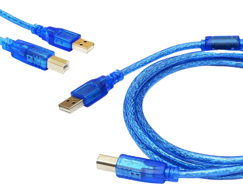 Cable Para Impresora 1.5 Metros Blindado Azul Usb 2.0