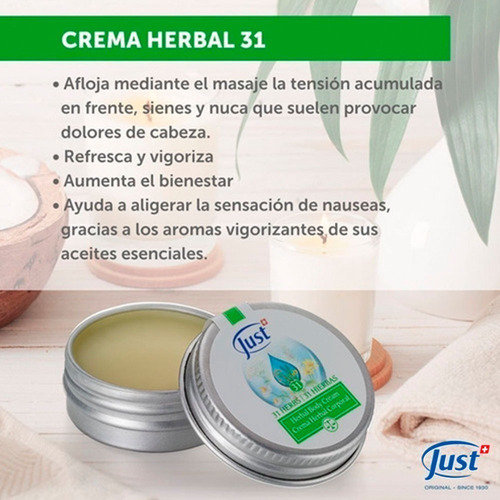Imagen 6 de 7 de Crema Herbal Corporal Oleo 31 Just Original Envío Gratis