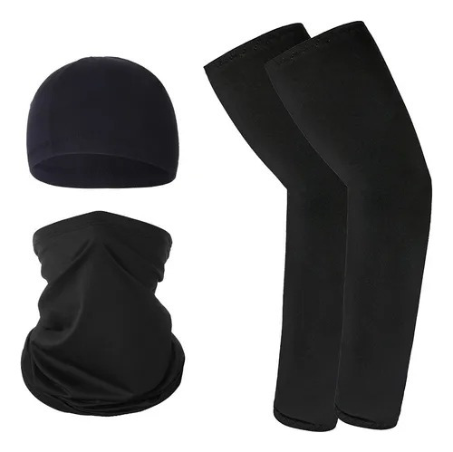 Mangas De Protección Uv + Juego De Bufanda Bandana + Gorra Única Azul