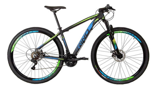 Bicicleta Aro 29 Rino Everest A Disco 24 Vel. Cubo Roletado Cor Azul/verde Tamanho Do Quadro 17