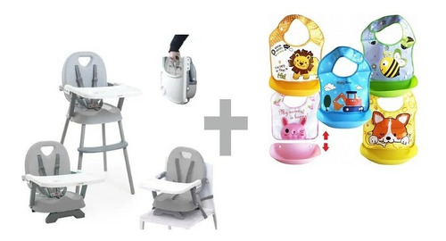 Silla D Comer Bebe 3 En 1 Booster Alta Baja Liviana + Babero