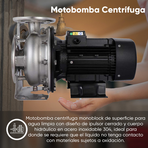 Altamira Bomba De Agua De 5.5 Hp Centrífuga Horizontal Monoblock 3 F 230/460v Cuerpo Hidráulico Impulsor Cerrado Acero Inoxidable 15 A 25 Mca 858 Lpm A 15 Mca Y 350 Lpm A 25 Mca Flux12-5.53234