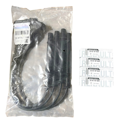 Kit Cables Y Bujías Renault Clio 2 1.2 16v D4f 99/12 Orig Negro