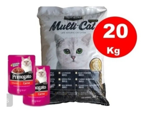 Arena Sanitaria Aglomerante Gato Kit Cat 20kg+2pouch