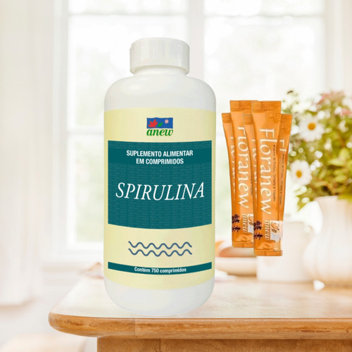 Spirulina Anew 750 Comprimidos + 10 Floranew Sachês Brinde