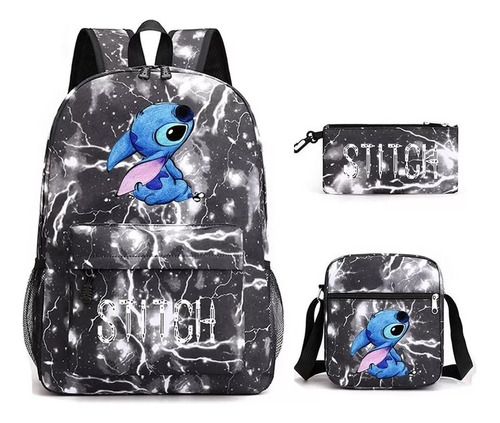 Mochila Stitch Anime Periférico Leona Color Gris