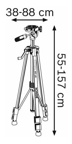 Imagem 4 de 4 de Tripé Com Altura Regulável 55 A 157 Cm Bt150 Bosch