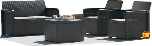 Juego De Living Simil Rattan Jardin Balcon Sofa Silla Mesa