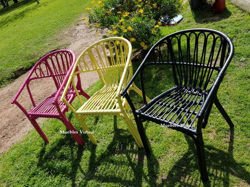 Sillon Rattan Interior Exterior Apilable Con Apoya Brazos