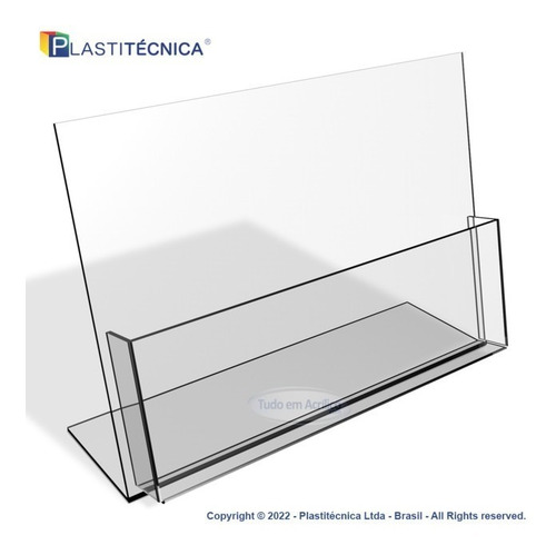 Porta Folheto Mesa Acrílico 100% Puro C/ Bolso A3 Horizontal