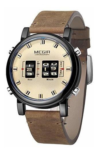 Reloj Deportivo Megir Hombre Cuero Militar.