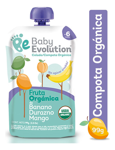 Compota Baby Evolution Banano Durazno Mango X 99gr
