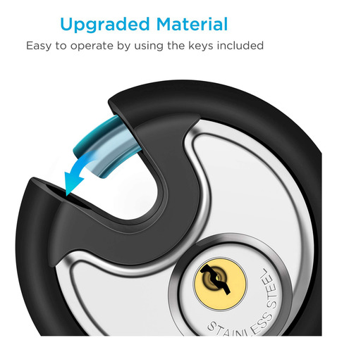 Candado De Seguridad De Acero Circular Con Llave Color Negro