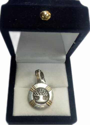 Medalla De Plata 925 Y Oro 18k Árbol De La Vida 2cm Cod. M3