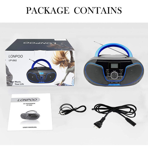 Radio Bluetooth Cd Boombox Lonpoo