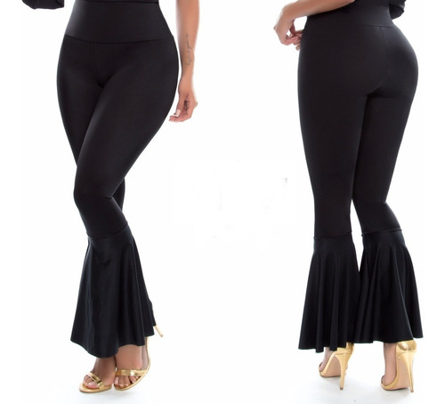 Pantalon Para Mujer Pegado Y Campana Inferior Talle Alto