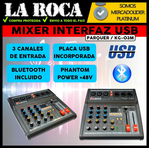 Combo Mixer Usb 3 Canales Microfono Condenser Accesorios Cuo