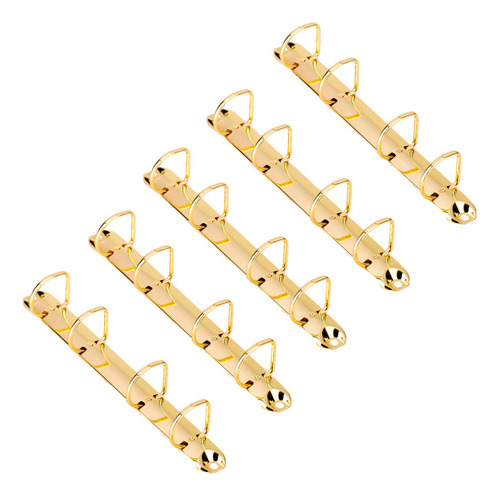 5x Ferragem 4 Argolas 25mmx29cm Dourado P/ 250f Fichário