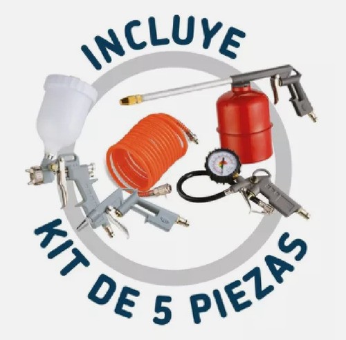 Compresor De Aire Indura Vento 2000 Pro + Kit 24l 2hp 220v