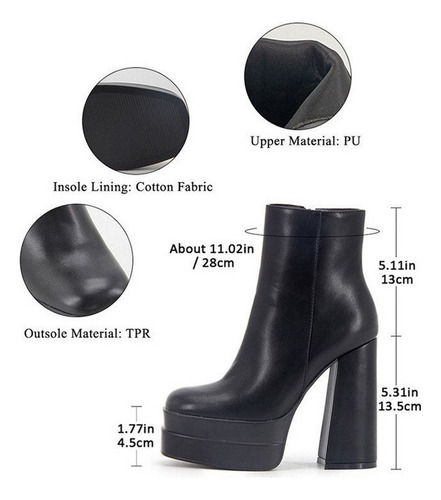 Botines Plataforma Mujer Botas Cortas Tacón Alto Grueso
