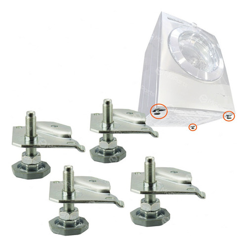 Kit 4 Pés Ajustável Fixadores Lava E Seca LG 17k Wd17bv2s6b