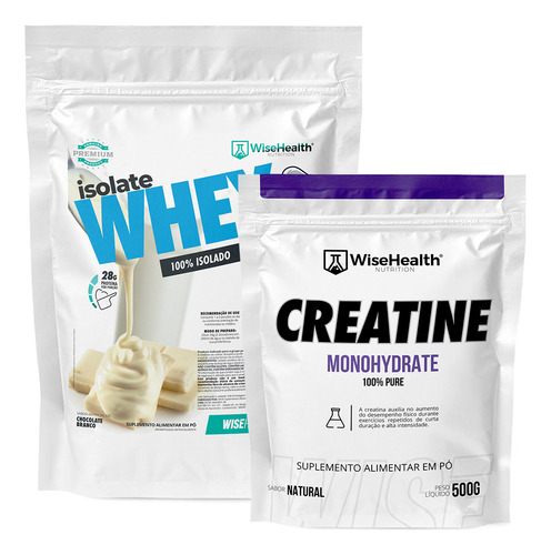 Kit Creatina 500g + Whey Iso Chocolate Branco 900g - Wise