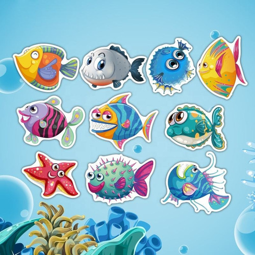 Peces 40 Pvc Stickers Calcomanias