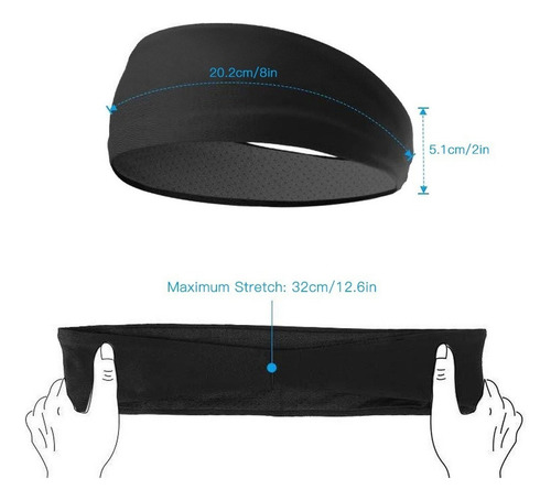 - 2pcs Diadema Deportiva Con Banda Para El Pelo