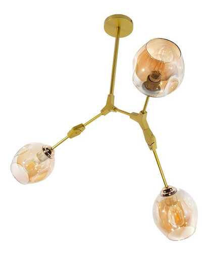 Lámpara Techo Moderna Dorada E27 3 Luces 40w Color Dorado Lumimexico 20938-0