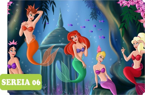 Imagem 6 de 6 de Adesivo Papel De Parede Infantil Pequena Sereia Ariel 8m²