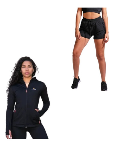 Conjunto Deportivo!campera Lycra Mujer + Short C/calza Mujer