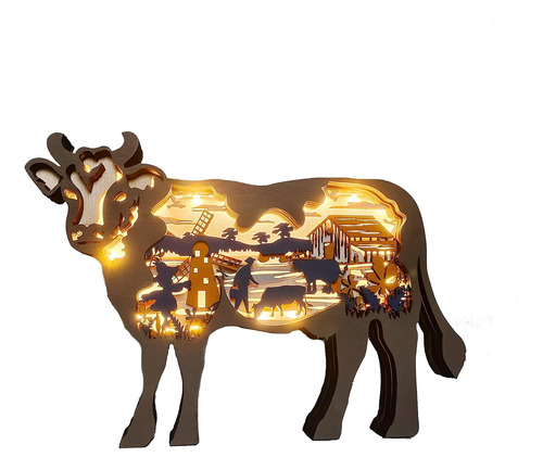 Lámpara Led 3d Tallada En Madera - Decoración Moderna