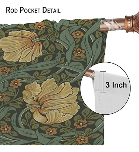 Cortinas Florales Vintage 2 Paneles 132 X 213 Cm