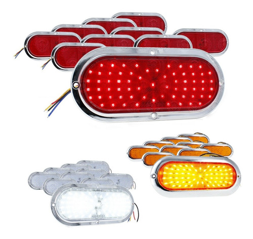 10 Plafon 66 Led Ovalado Bisel Cromado Alta Baja Estrobo Plf