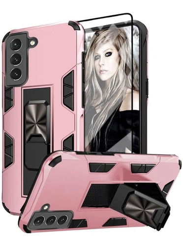 Funda Rosa Para Samsung Galaxy S22 Plus 5g+vidrio Templado 