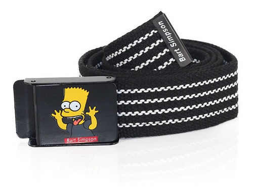 Cinturón Bart Simpson 110 Cm Largo Hebilla Automática Lona
