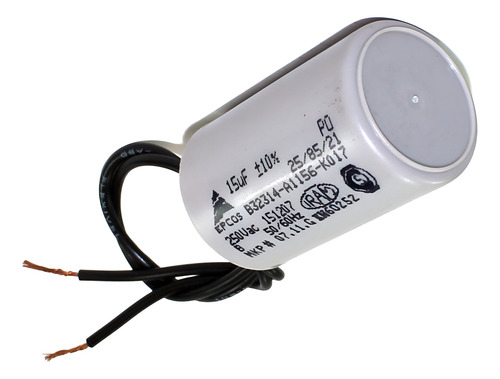 Capacitor De Partida De 15uf X 250 Vac Fio Cbb60 - 25/85/21