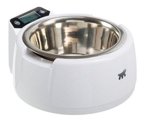 Alimentador para cães e gatos com balança digital embutida, cor branca