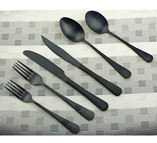 Imagen 1 de 6 de Uniturcky Set De Cubiertos De Acero Inoxidable Mate Negro, C