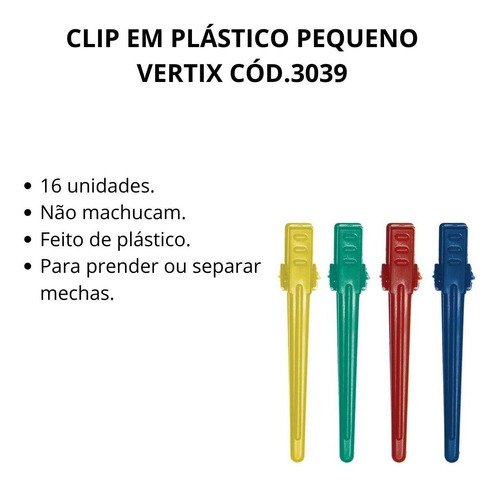 Clip Em Plástico Pequeno Vertix Cód.3039