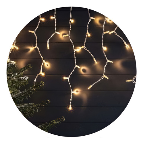 Cortina Luminosa Led Quente 3000k Enfeite Decoração 100leds 127