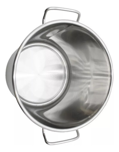 Olla Alta De Acero Inoxidable 20 Lts Alto Grado De Induccion Color Plateado