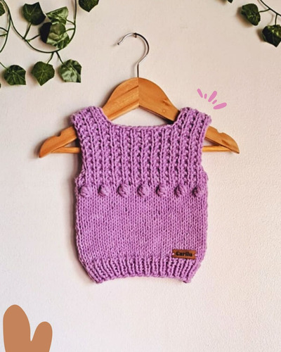 Chaleco Bebe Tejido Invierno 0 A 36 Meses Varios Colores Humahuaca Lila Claro 4 A 8 Meses