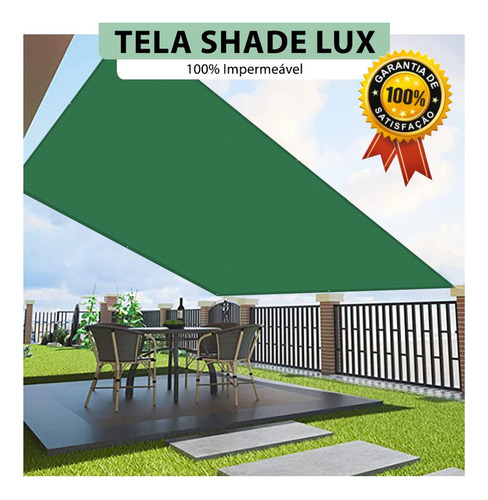 Tela Sombreamento Verde Shade Lux Impermeável 3x2 Mts + Kit
